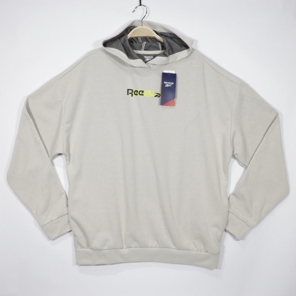 Reebok Men's Long Sleeve MYT OTH Pocket Oversize Sweatshirt Hoodie Stucco Size M